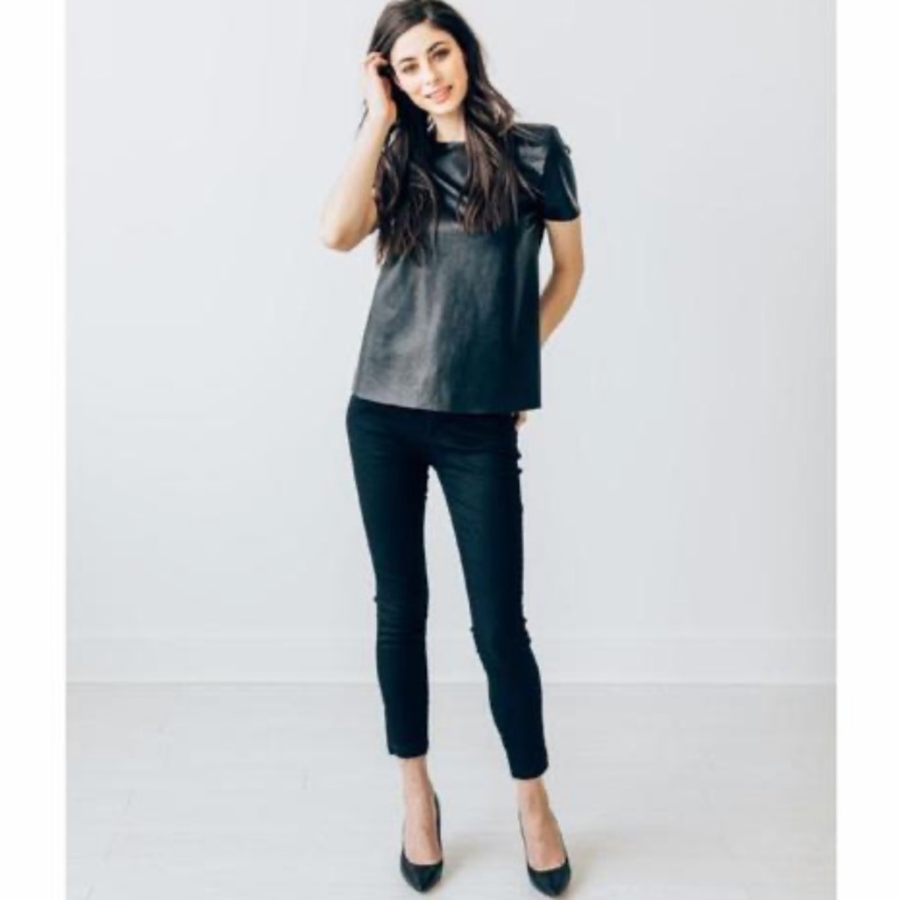 ASTARS faux leather luxe shirt NWT